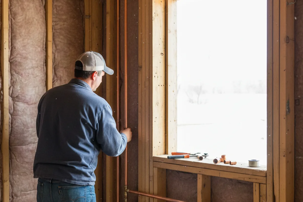 Licensed plumber running new copper supply lines in a Larimer home