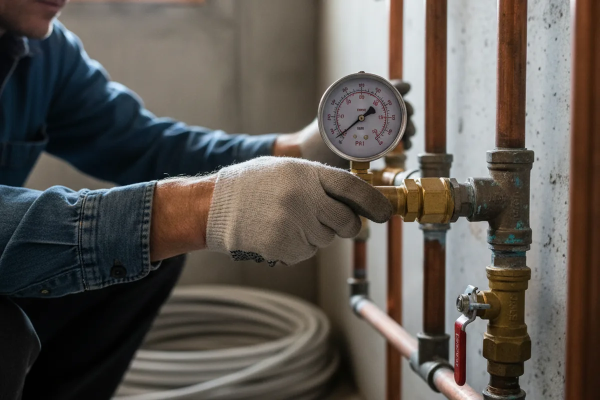 Pressure testing a repaired line during Water Line Repair in Larimer